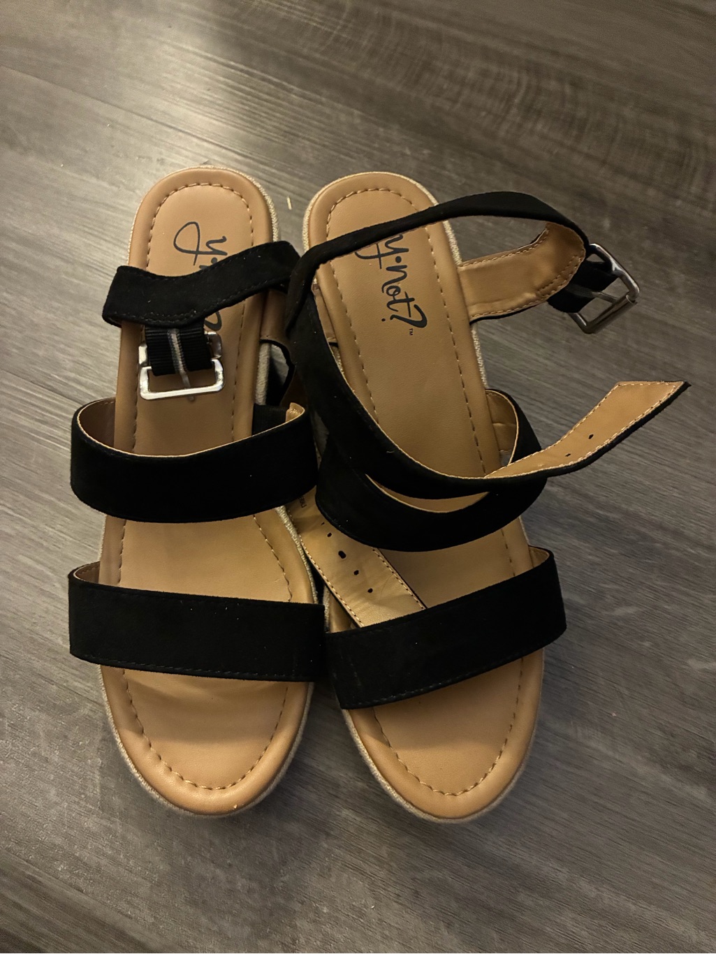 Women’s Black Strappy Buckle Sandals